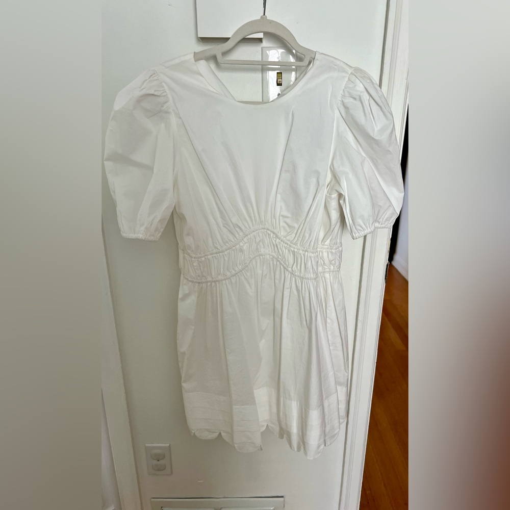 NWT white English factory scallop detail mini dress size large